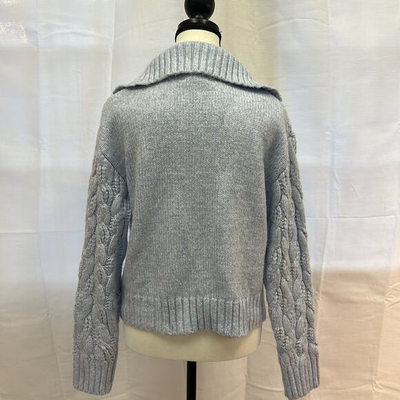 Sincerely Jules Cozy Light Blue Sweater Quarter Zip Cropped Length - Picture 6 of 10